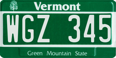 VT license plate WGZ345
