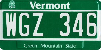 VT license plate WGZ346