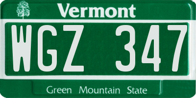 VT license plate WGZ347