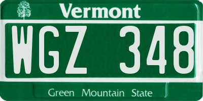 VT license plate WGZ348