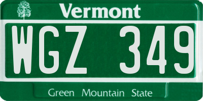 VT license plate WGZ349