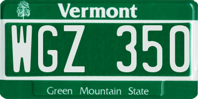 VT license plate WGZ350