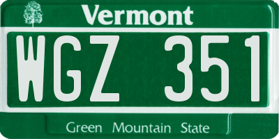 VT license plate WGZ351