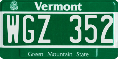 VT license plate WGZ352