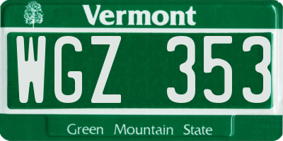 VT license plate WGZ353