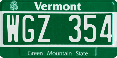 VT license plate WGZ354