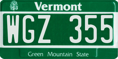 VT license plate WGZ355