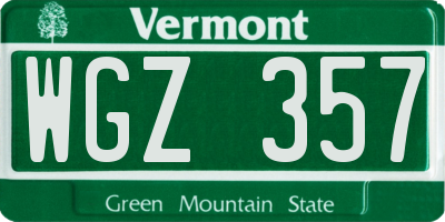 VT license plate WGZ357
