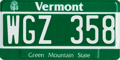 VT license plate WGZ358