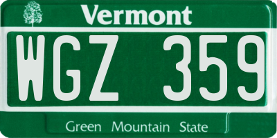 VT license plate WGZ359