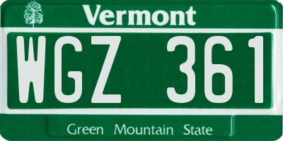 VT license plate WGZ361