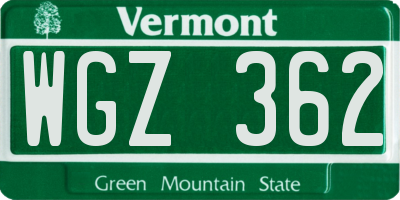 VT license plate WGZ362