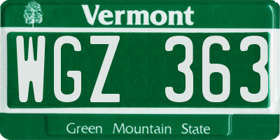 VT license plate WGZ363