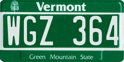 VT license plate WGZ364