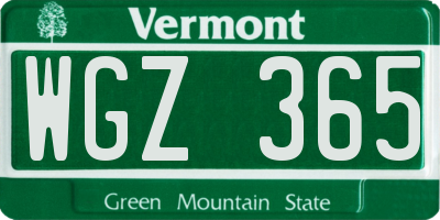 VT license plate WGZ365