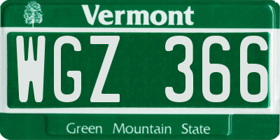 VT license plate WGZ366