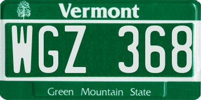 VT license plate WGZ368