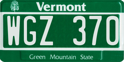VT license plate WGZ370