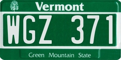VT license plate WGZ371