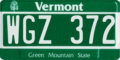 VT license plate WGZ372