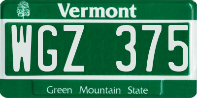 VT license plate WGZ375