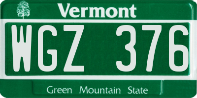VT license plate WGZ376