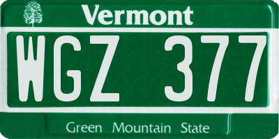 VT license plate WGZ377