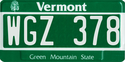 VT license plate WGZ378