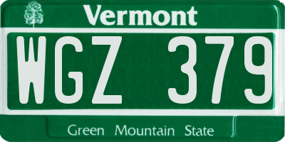 VT license plate WGZ379