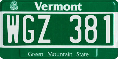 VT license plate WGZ381