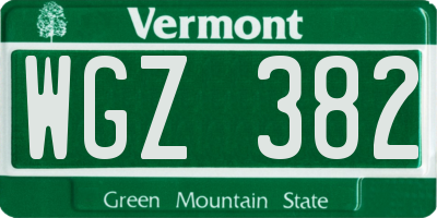 VT license plate WGZ382