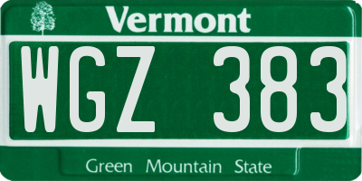 VT license plate WGZ383