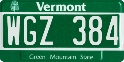 VT license plate WGZ384