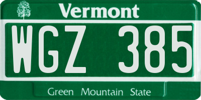 VT license plate WGZ385