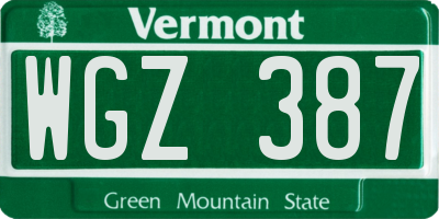 VT license plate WGZ387