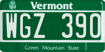 VT license plate WGZ390
