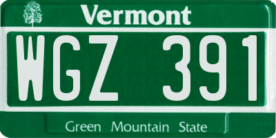 VT license plate WGZ391
