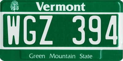 VT license plate WGZ394