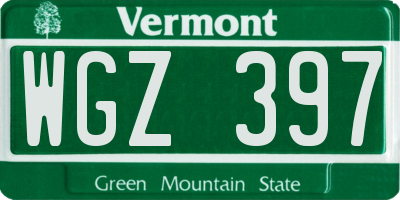 VT license plate WGZ397