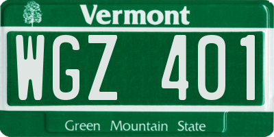 VT license plate WGZ401