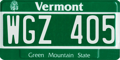VT license plate WGZ405