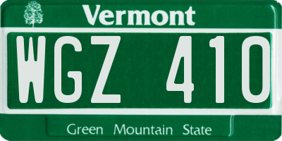 VT license plate WGZ410