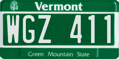 VT license plate WGZ411