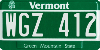 VT license plate WGZ412