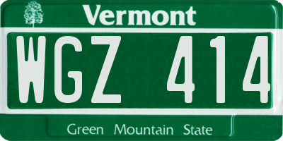 VT license plate WGZ414