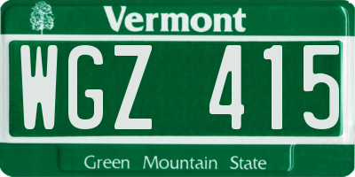 VT license plate WGZ415
