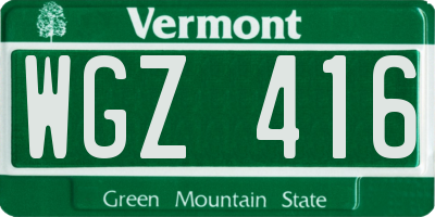 VT license plate WGZ416