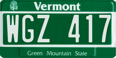 VT license plate WGZ417