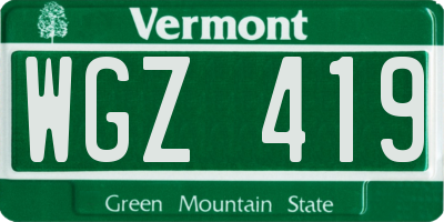 VT license plate WGZ419