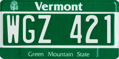 VT license plate WGZ421